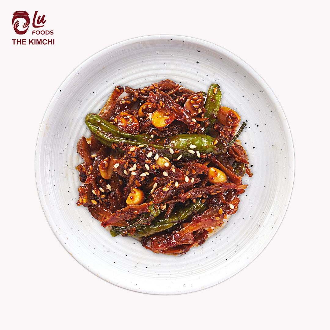 Cá Cơm Xào Ớt Nhăn - 꽈리고추 멸치볶음 (매운맛)