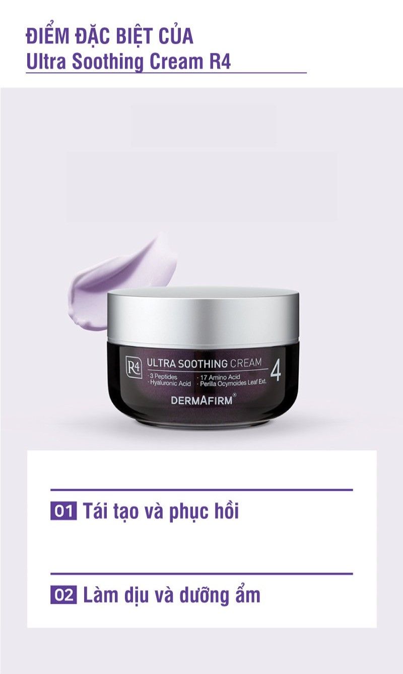  Ultra Soothing Hydra Cream R4 - Kem dưỡng phục hồi cho da tổn thương, giãn mao mạch 