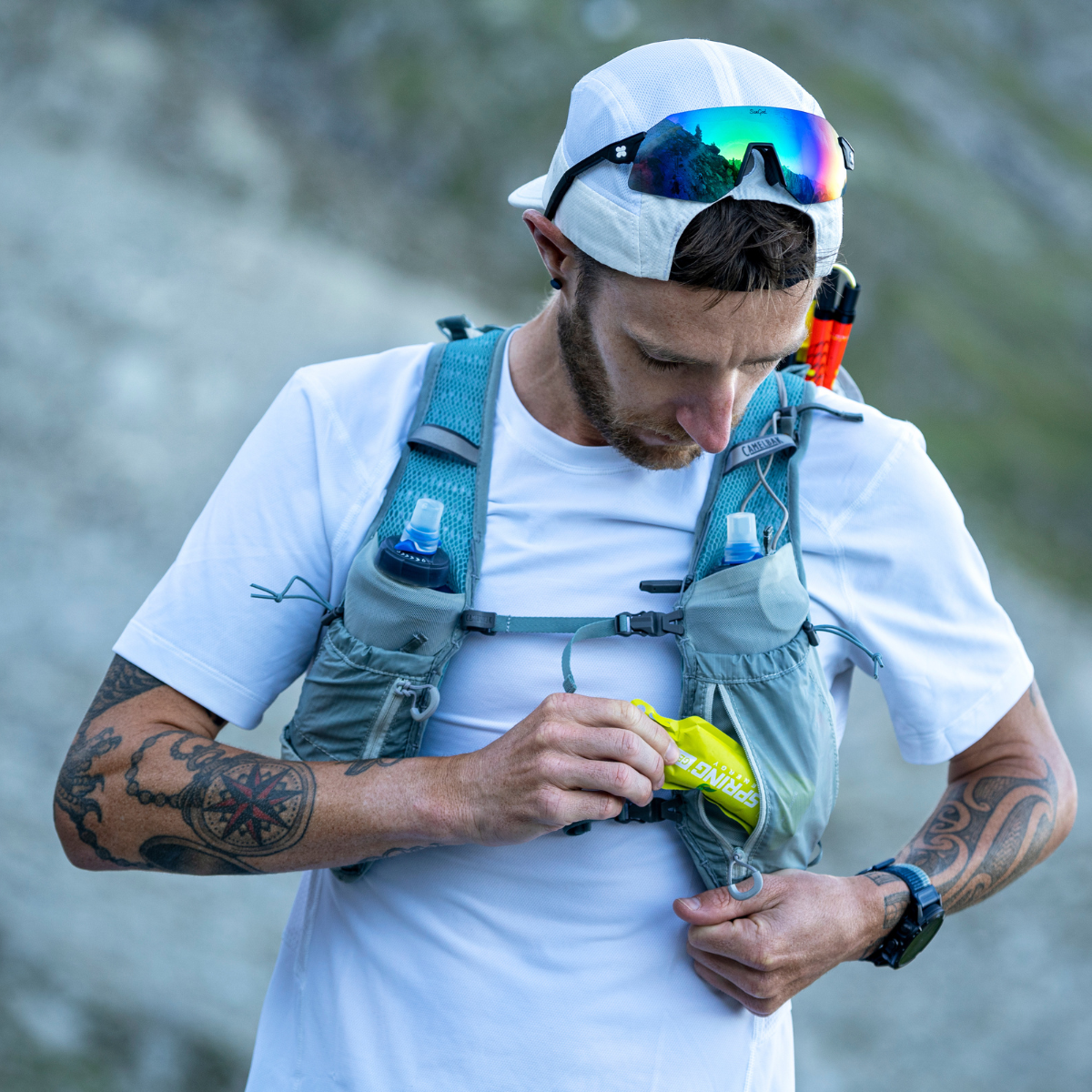Hydration packs and water bottles