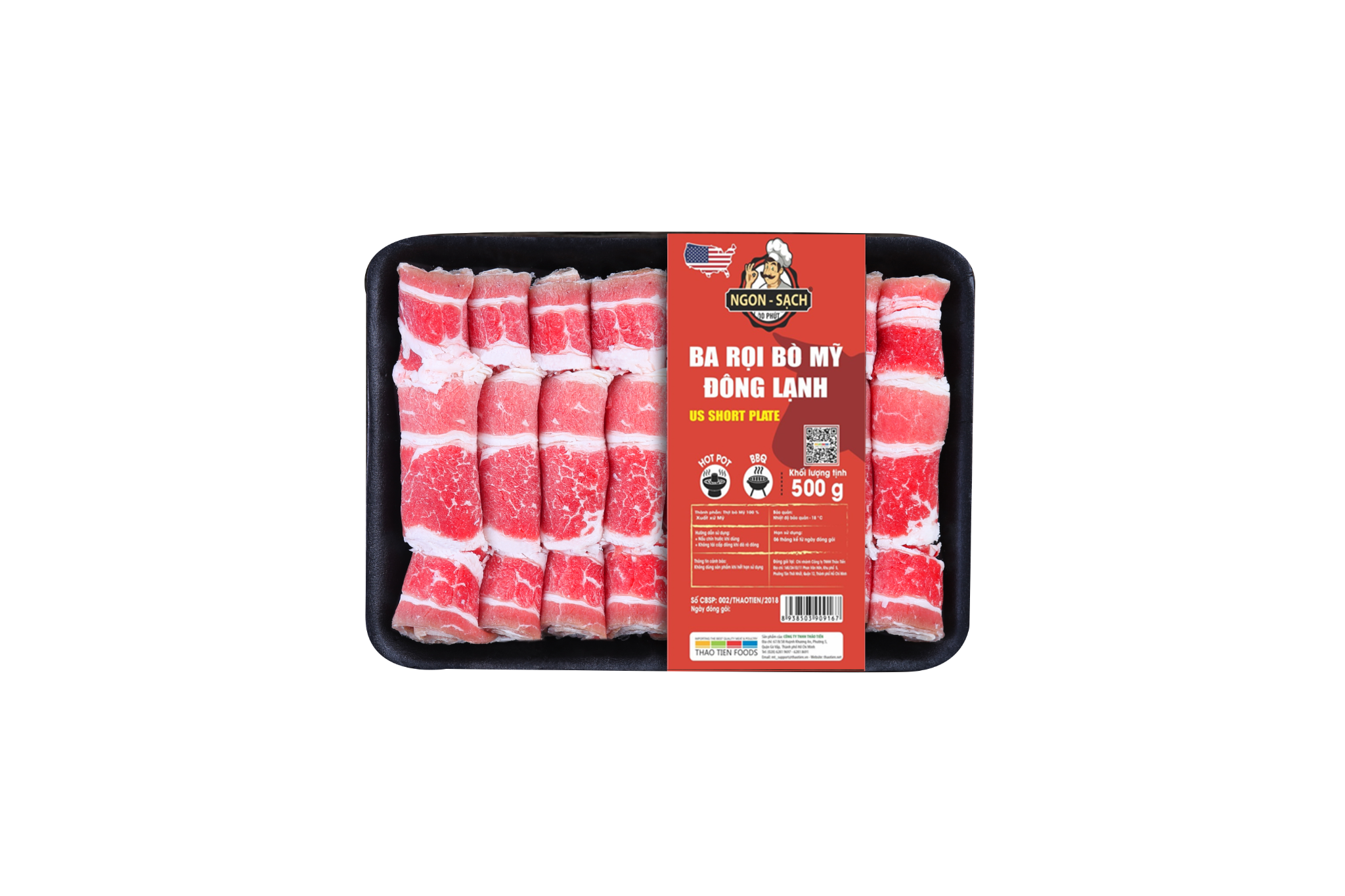  Thịt ba rọi bò Mỹ (Slice 2mm) 300g - 500g 
