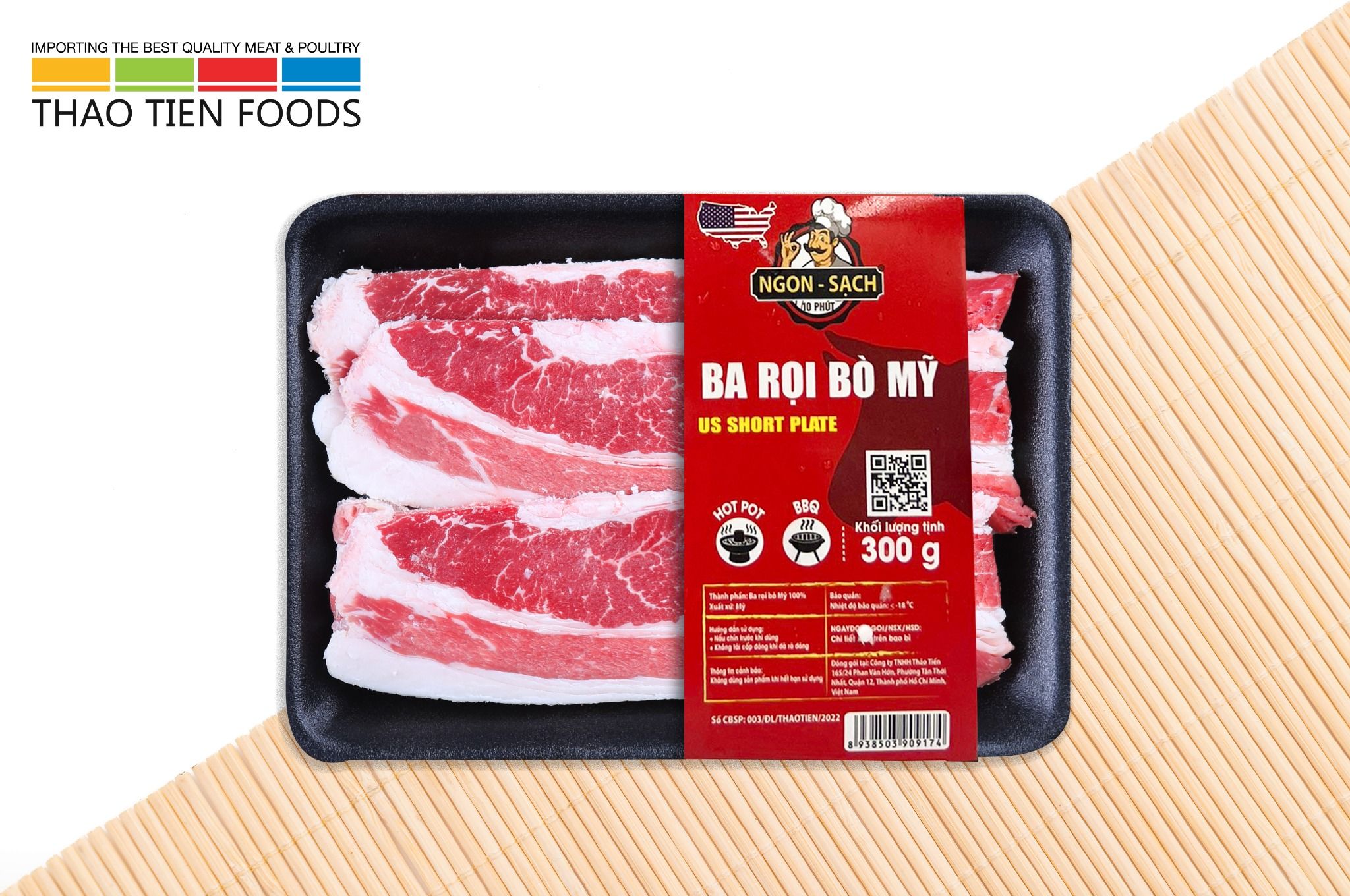  Thịt ba rọi bò Mỹ (Slice 2mm) 300g - 500g 