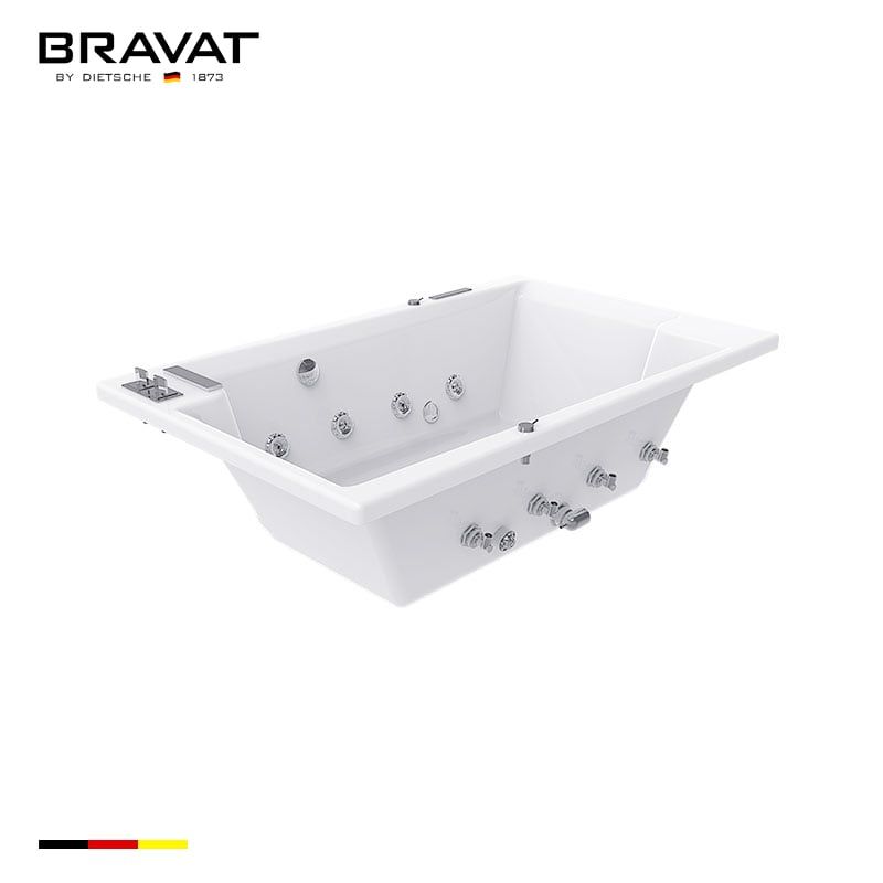 1.7m Deck Mounted Massage Bathtub B25704DW-2