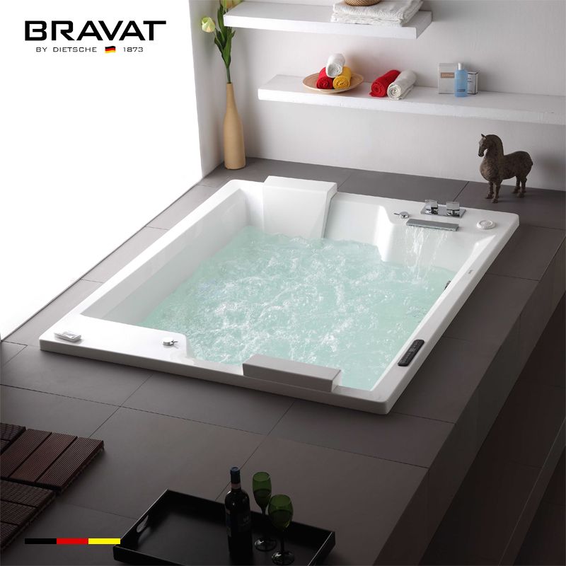1.8m Deck Mounted Massage Bathtub (Jacuzzi) B25823DW-8W