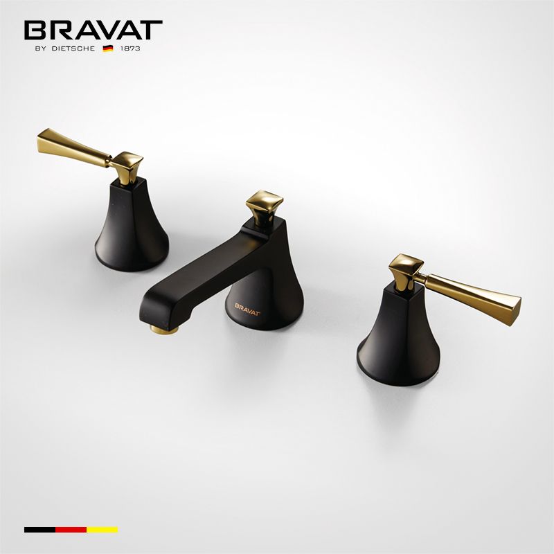Two Handles 3-hole Basin Mixer with Lift-Rod Pop-Up Waste F22994BW-BAF-ENG