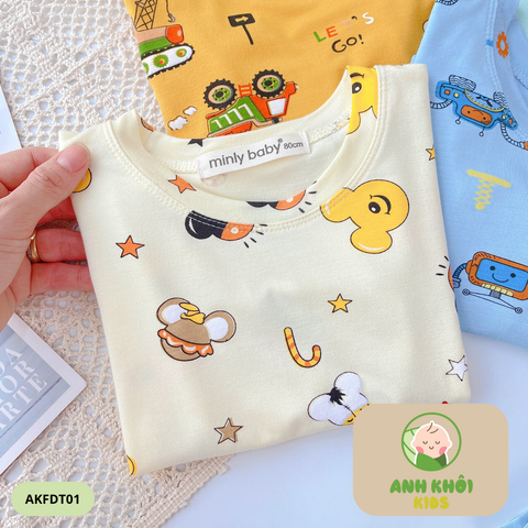  AKFDT01 - Bộ quần áo dài tay vải thun lạnh co giãn tốt cho bé trai/bé gái 