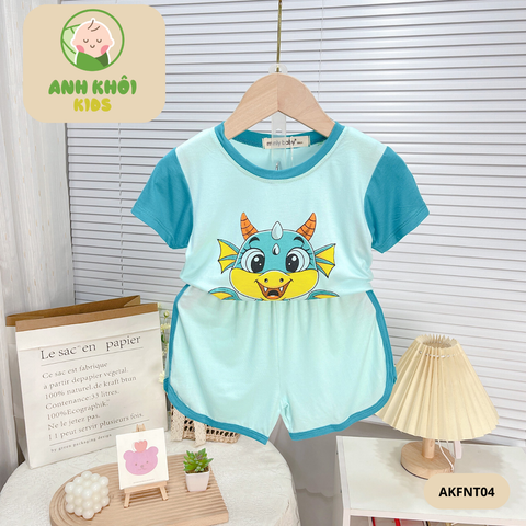  AKFNT04 - Bộ quần áo ngắn tay vải thun lạnh co giãn tốt cho bé trai/bé gái 