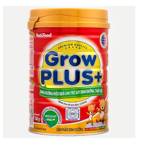  Sữa bột NutiFood Grow Plus+ đỏ cho trẻ suy dinh dưỡng, thấp còi lon 780g (Từ 0 - 12 tháng) 