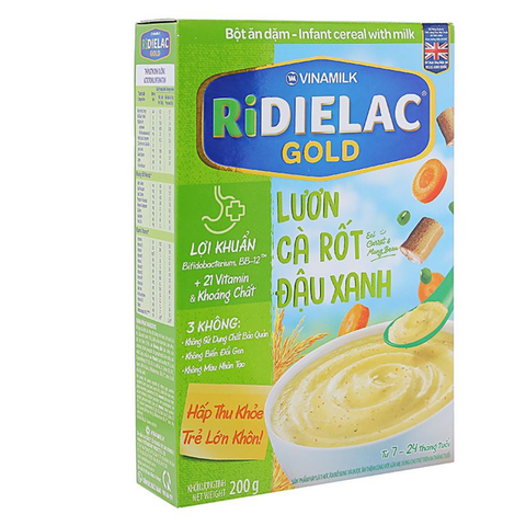  Bột Ăn Dặm Redielac Gold Lươn Cà Rốt Đậu Xanh HG 200g 