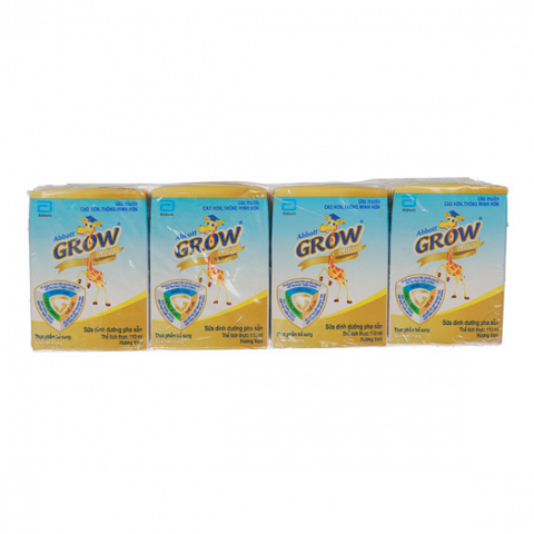  Lốc 4 hộp sữa nước Abbott Grow Gold hương vani 110ml (2-6 tuổi) 
