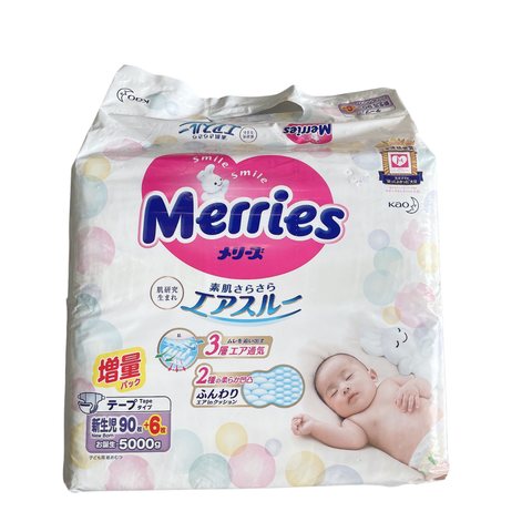  Tã Merries dán size Newborn 90+6 miếng (dưới 5kg) 