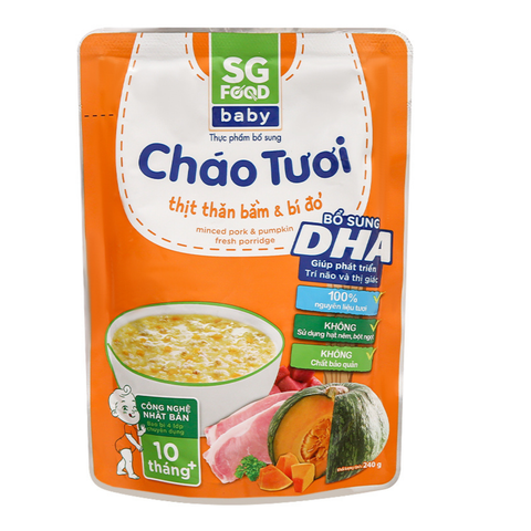  Cháo tươi Baby Thịt Thăn Bằm Bí Đỏ 240g 