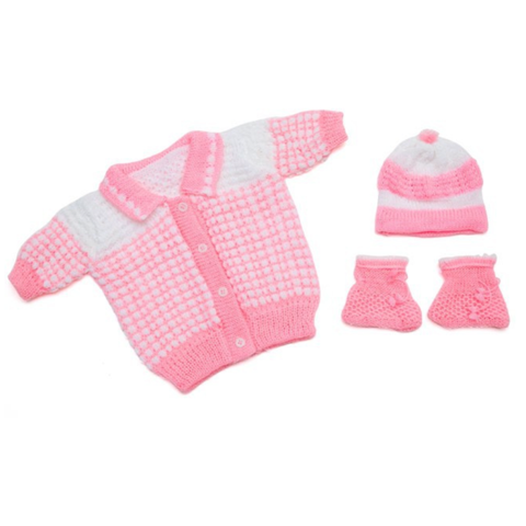  Combo bộ áo, nón và vớ tay bằng len cho trẻ sơ sinh ấm áp 
