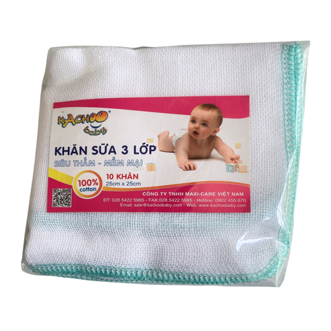  Khăn sữa 3 lớp cao cấp cho bé sơ sinh Kachoo Baby 