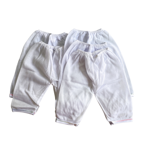  Combo 5 quần dài sơ sinh màu trắng xô mỏng cho bé 