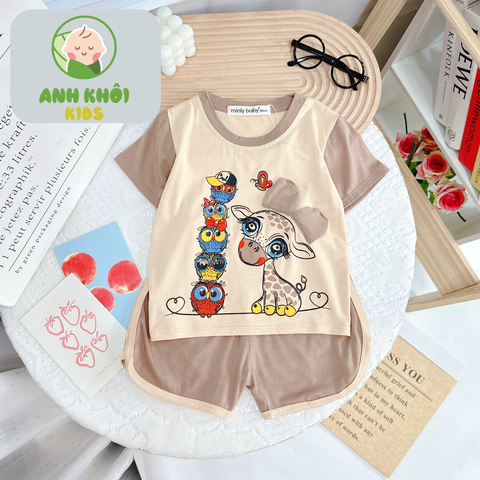  AKFNT06 - Bộ quần áo ngắn tay vải thun lạnh co giãn tốt cho bé trai/bé gái 