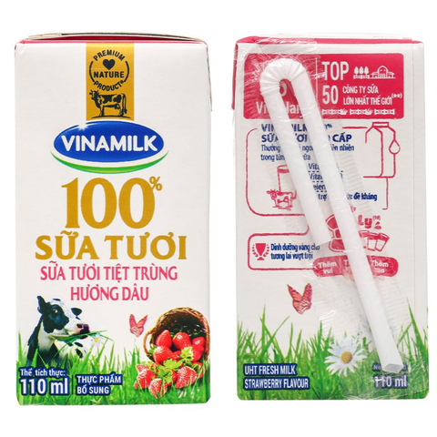  Sữa tươi hương dâu Vinamilk 110ml 
