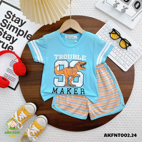  Set 5 bộ ngắn tay AKFNT002.24 5 màu Size 160 