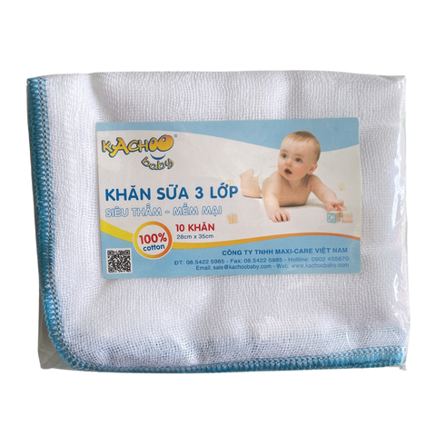  Khăn sữa 3 lớp cao cấp cho bé sơ sinh Kachoo Baby 