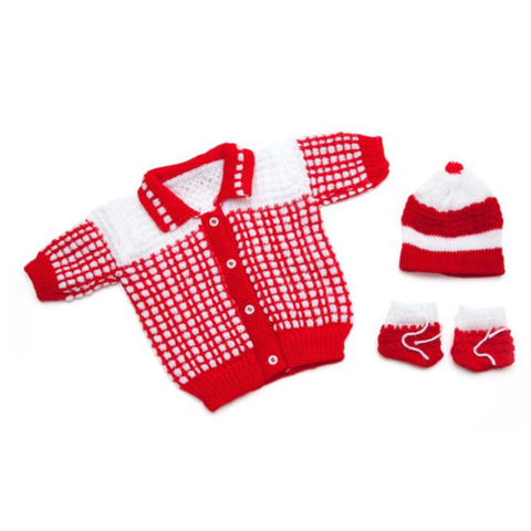  Combo bộ áo, nón và vớ tay bằng len cho trẻ sơ sinh ấm áp 