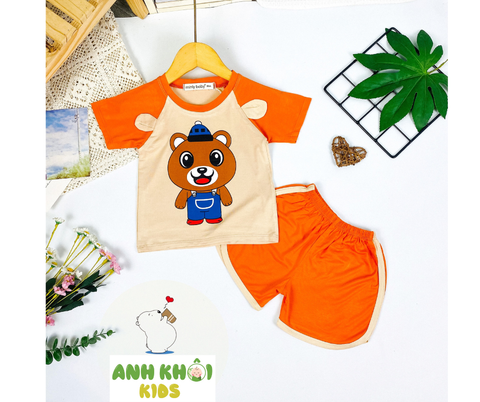  AKFNT01 - Bộ quần áo ngắn tay vải thun lạnh co giãn tốt cho bé trai/bé gái 