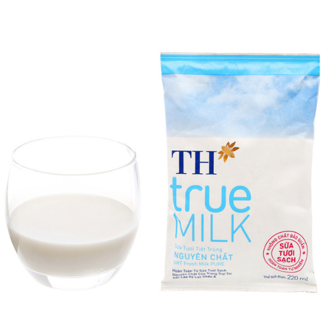  Bịch sữa tươi tiệt trùng nguyên chất không đường TH true MILK 220ml 