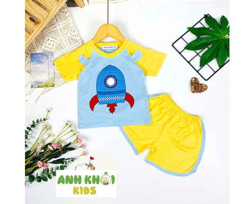  AKFNT01 - Bộ quần áo ngắn tay vải thun lạnh co giãn tốt cho bé trai/bé gái 