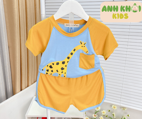  AKFNT02 - Bộ quần áo ngắn tay vải thun lạnh co giãn tốt cho bé trai/bé gái 