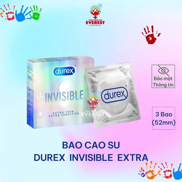  Bao cao su Durex Invisible Extra Thin siêu mỏng hộp 3 Cái 