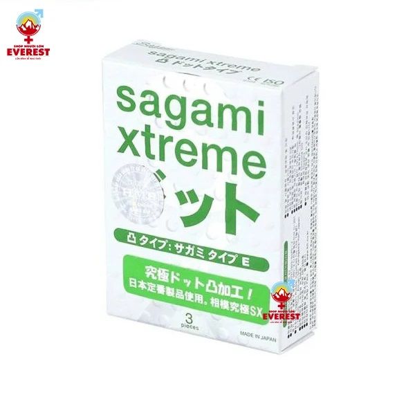  Bao cao su siêu mỏng Sagami Xtreme Dots Type có gân gai hộp 3 cái 