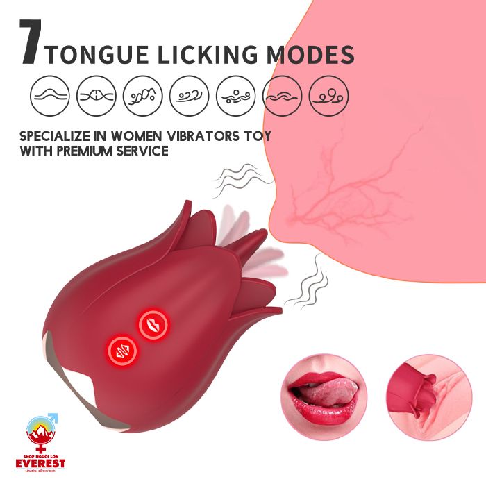  Trứng rung hoa hồng rung thụt kết hợp lưỡi liếm 7 chế độ massage điểm G 