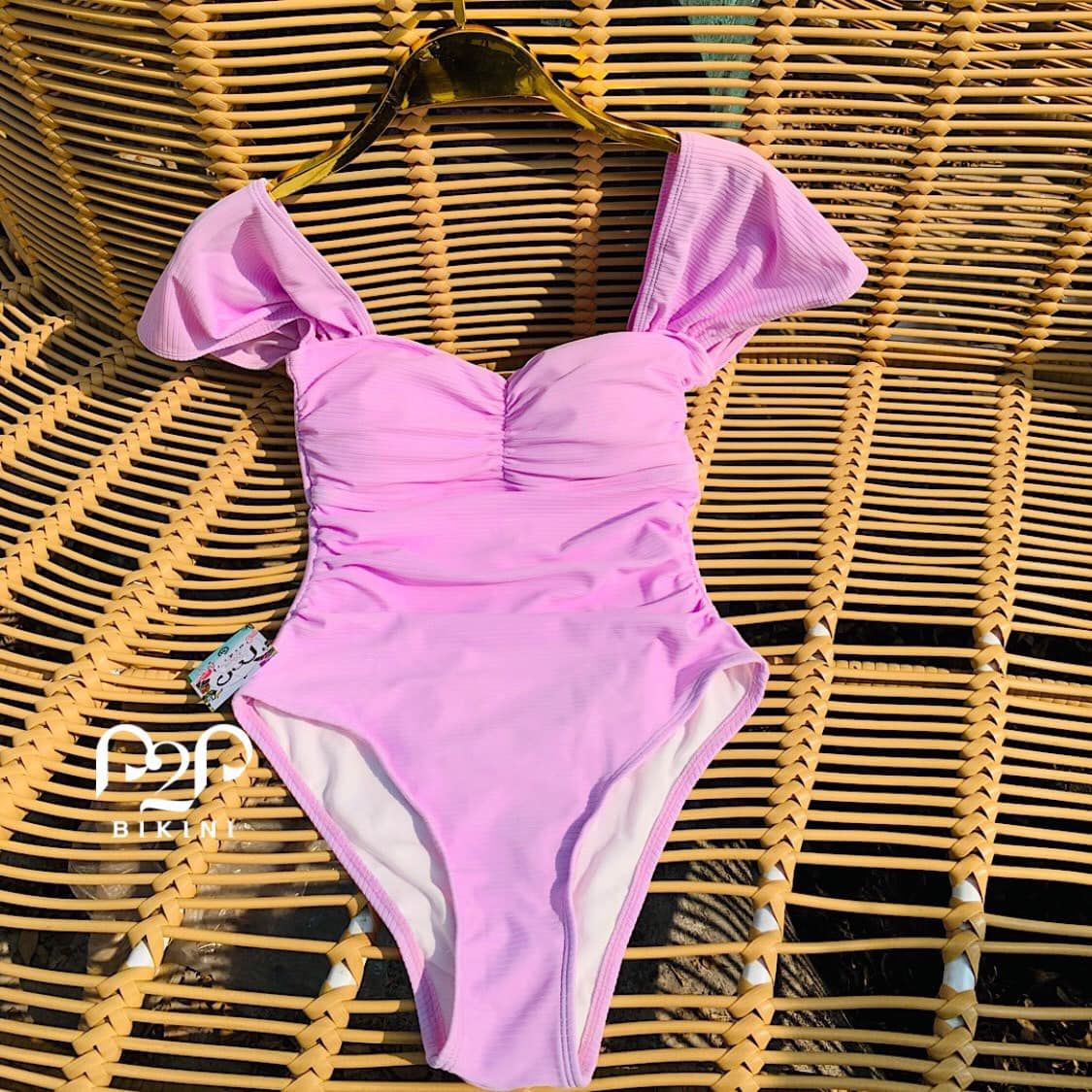 Monokini tay ngắn tím môn