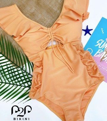 Monokini tay bèo cam sữa