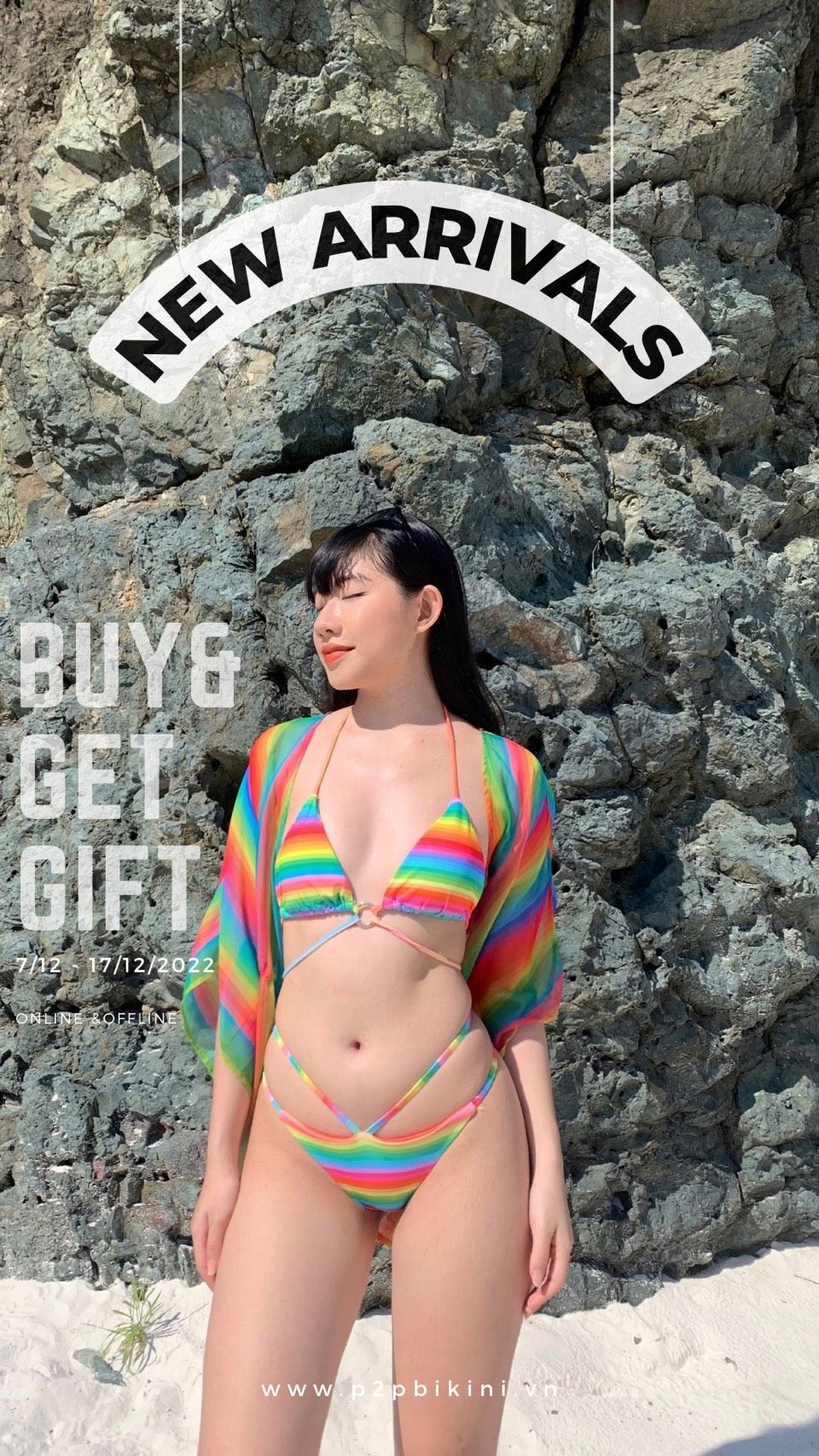 NEW ARRIVAL - Bikini 2 mảnh cột dây gợi cảm, màu sắc cầu vòng