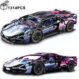  Mô Hình Nhựa 3D Lắp Ráp OEM Siêu Xe Đua Lamborghini (1314 mảnh, Màu Hồng Tím) 1:14 - LG0176 