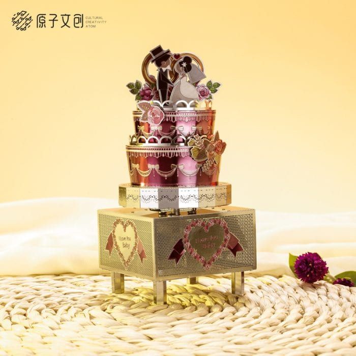  Mô Hình Kim Loại Lắp Ráp 3D Microworld Hộp Nhạc Bánh Kem Đám Cưới Wedding Cake – MP817 