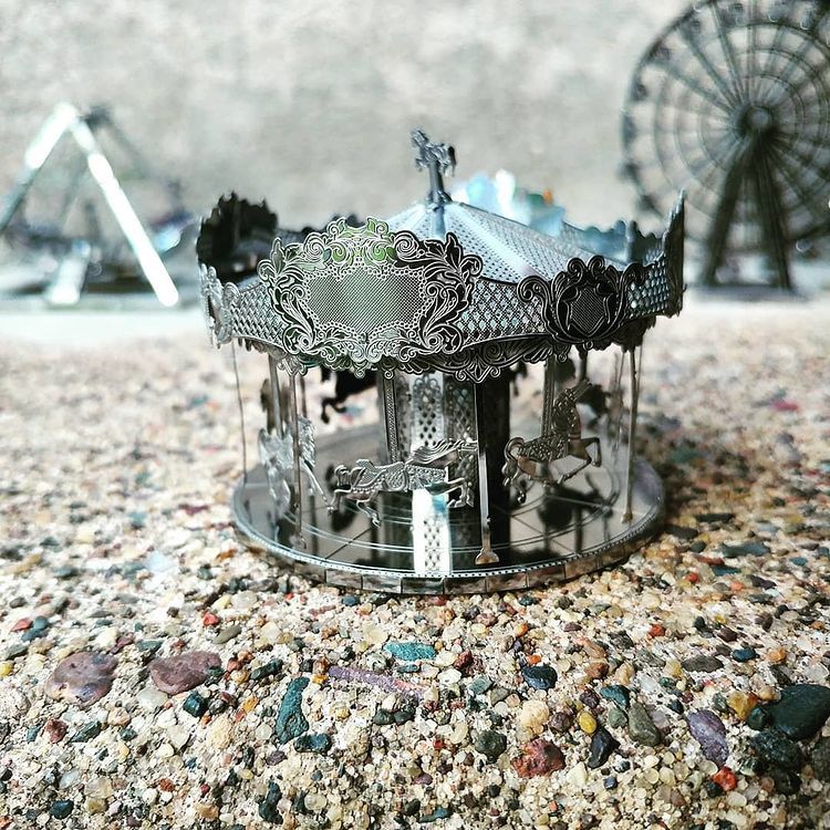  Mô Hình Kim Loại Lắp Ráp 3D Metal Mosaic Vòng Xoay Ngựa Gỗ Merry Go Round – MP647 