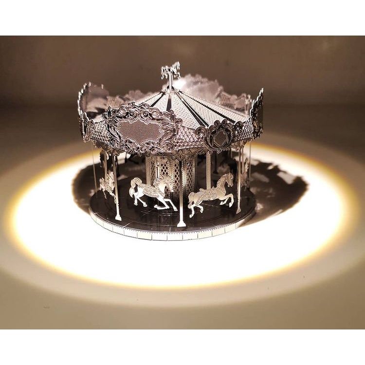  Mô Hình Kim Loại Lắp Ráp 3D Metal Mosaic Vòng Xoay Ngựa Gỗ Merry Go Round – MP647 