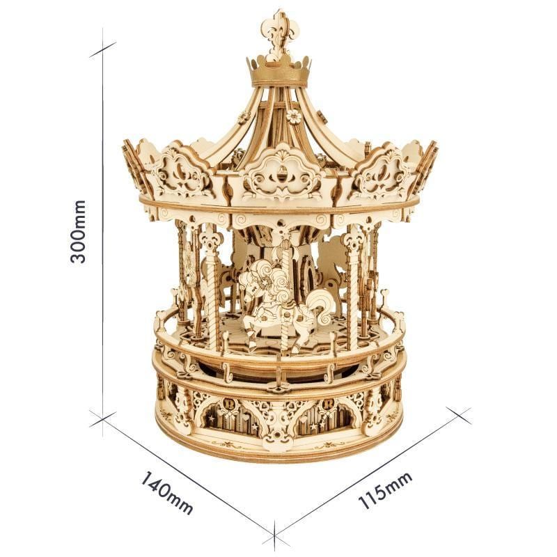  Mô Hình Gỗ 3D Lắp Ráp ROBOTIME ROKR Hộp Nhạc Vòng Xoay Ngựa Gỗ (Romantic Carousel) AMK62 - WP197 