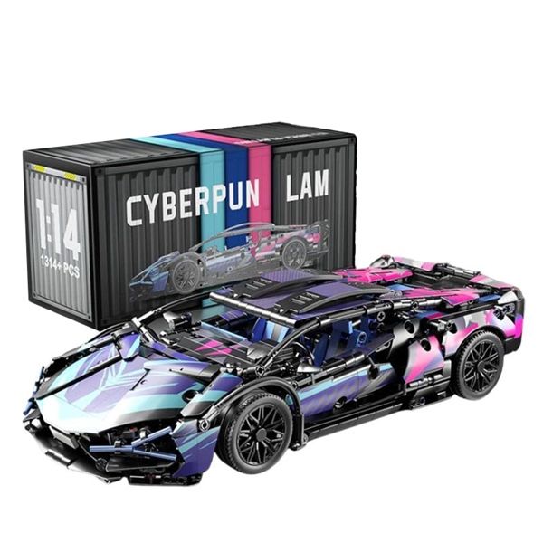  Mô Hình Nhựa 3D Lắp Ráp OEM Siêu Xe Đua Lamborghini (1314 mảnh, Màu Hồng Tím) 1:14 - LG0176 