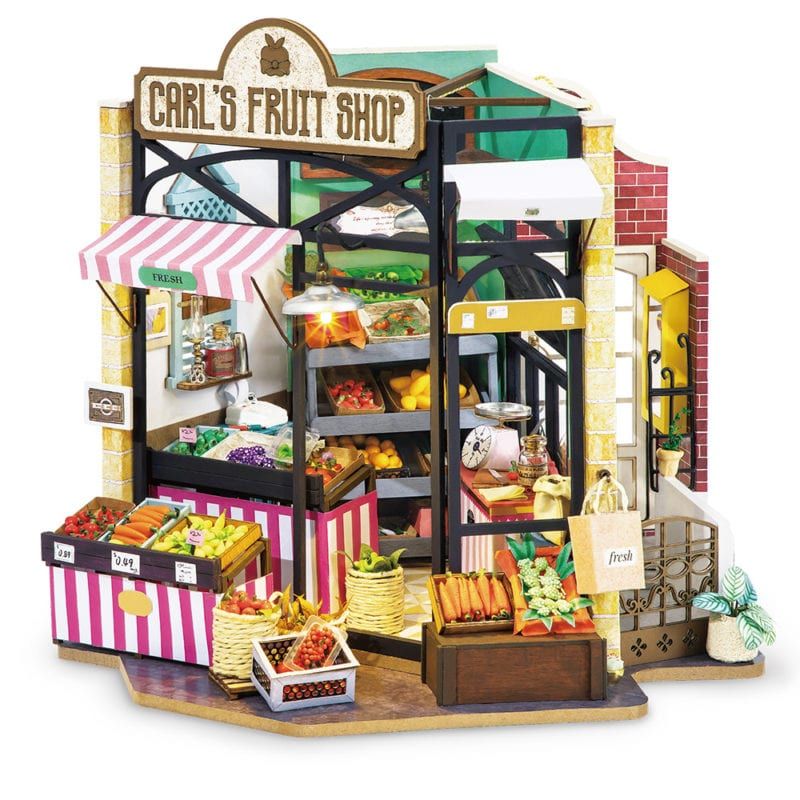  Mô Hình Gỗ 3D Lắp Ráp ROBOTIME DIY Dollhouse Nhà Tí Hon Carl's Fruit Shop DG142 – WP047 