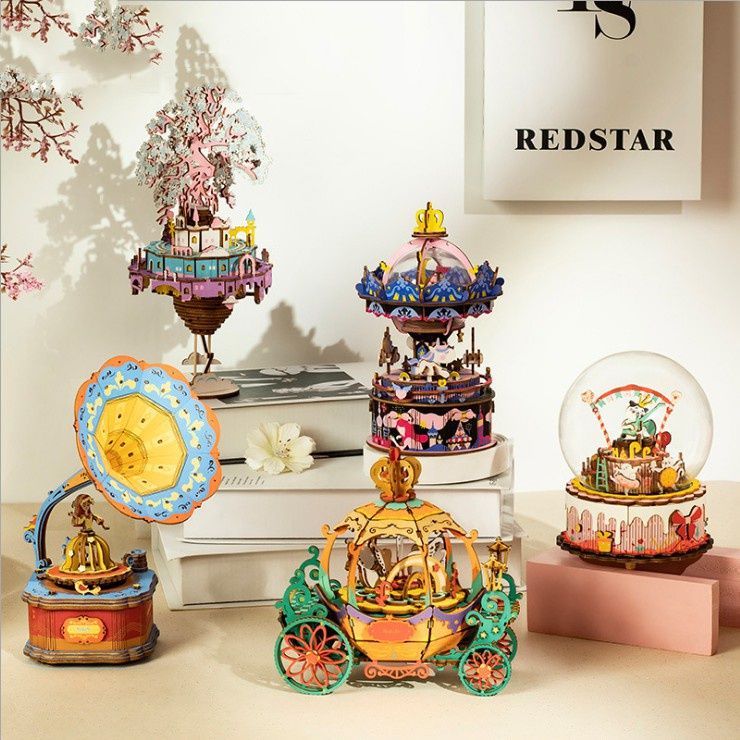  Mô Hình Gỗ 3D Lắp Ráp ROBOTIME Hộp Nhạc Xe Bí Ngô DIY Pumpkin Carriage Music Box AM41 – WP005 