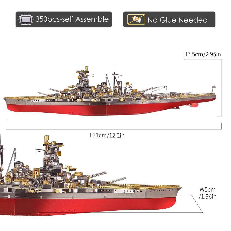  Mô Hình Kim Loại Lắp Ráp 3D Piececool Thiết Giáp Hạm Kongou Battleship HP128-RSG - MP770 