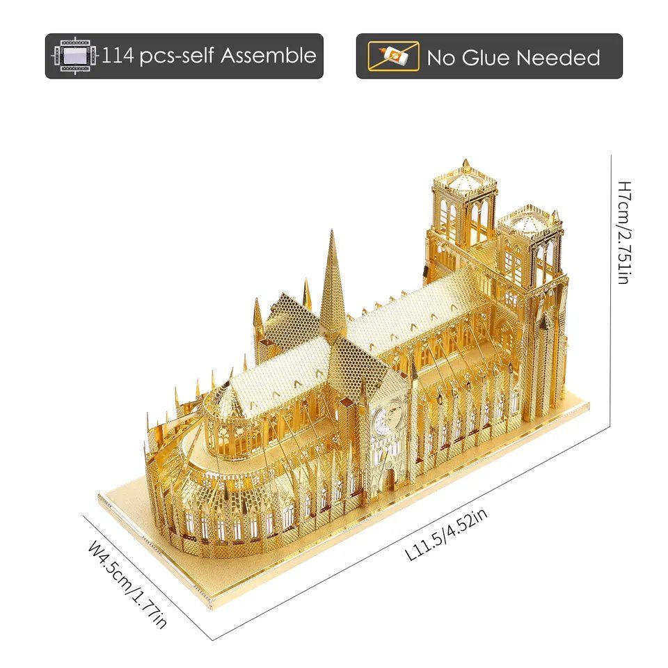  Mô Hình Kim Loại Lắp Ráp 3D Piececool Nhà Thờ Đức Bà (Notre Dame De Paris) HP016-G – MP071 