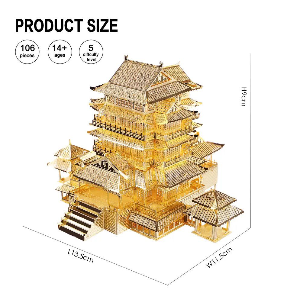  Mô Hình Kim Loại Lắp Ráp 3D Piececool Đằng Vương Cát (Tengwang Pavilion) HP067-G – MP159 