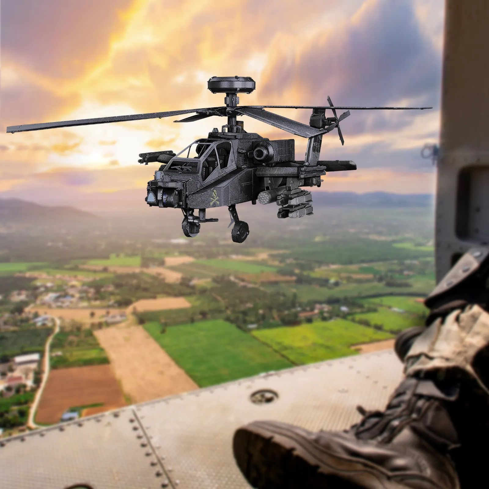 Mô Hình Kim Loại Lắp Ráp 3D Piececool Trực Thăng AH-64 Apache (145 mảnh) HP322-KS - MP1193 