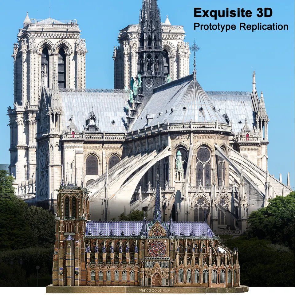  Mô Hình Kim Loại Lắp Ráp 3D Piececool Nhà Thờ Đức Bà Paris (Notre Dame Cathedral) HP161-BS – MP963 