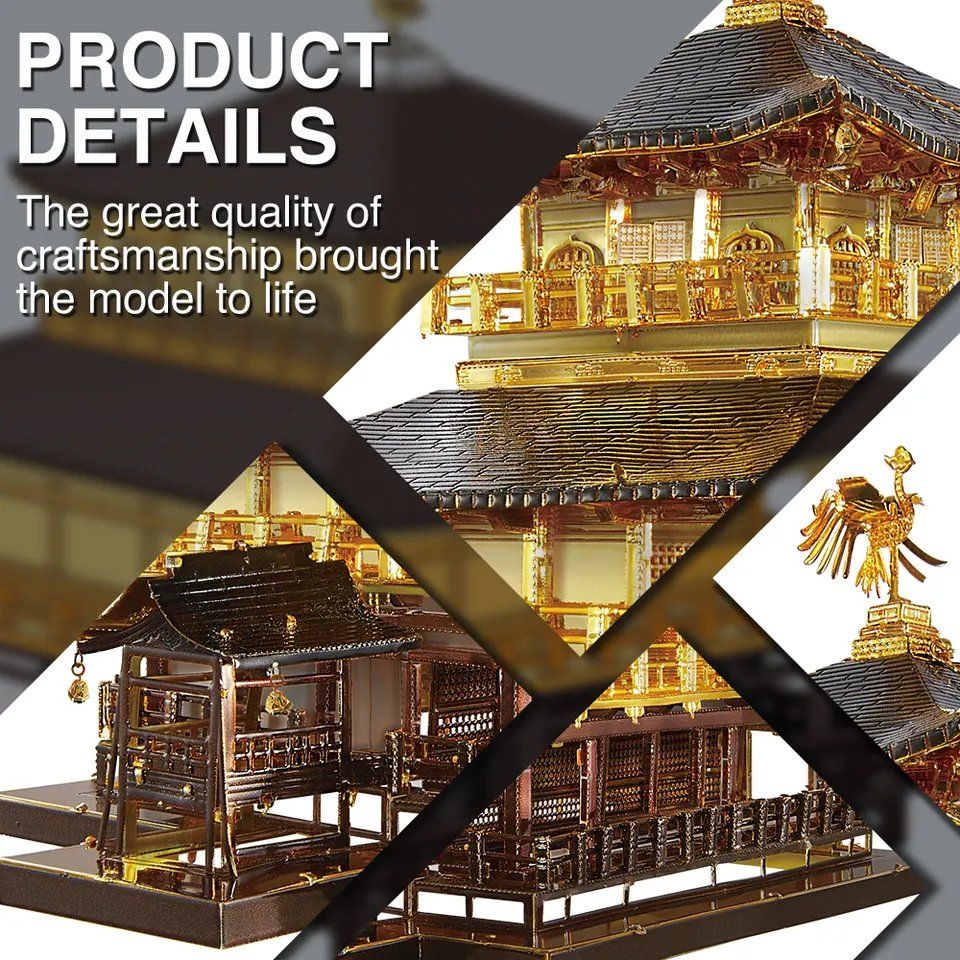  Mô Hình Kim Loại 3D Lắp Ráp Piececool Chùa Gác Vàng Kinkaku-ji (Golden Pavilion) HP257-GR - MP1151 