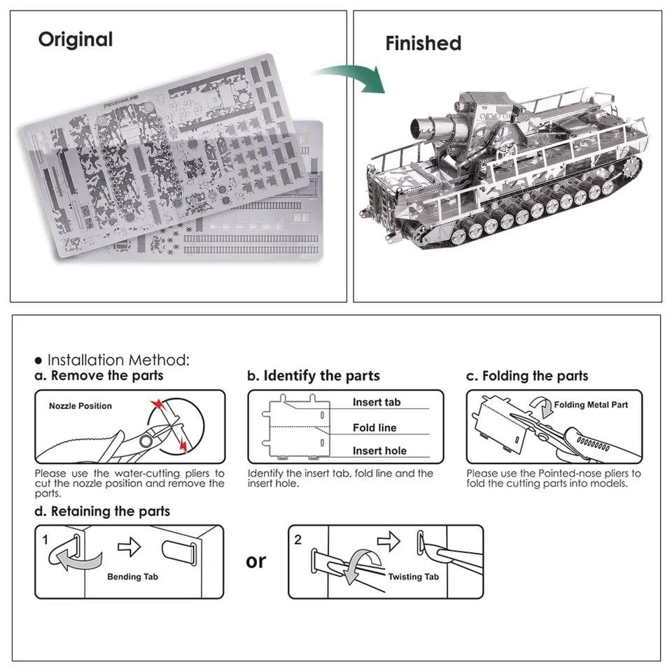  Mô Hình Kim Loại Lắp Ráp 3D Piececool Siêu Đại Pháo Railway Gun HP035-S – MP087 