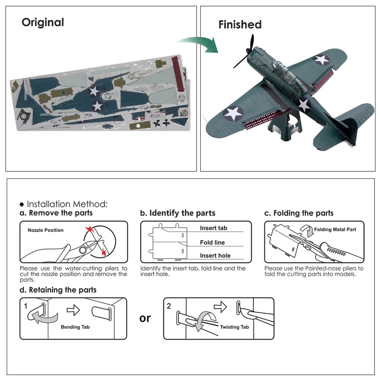  Mô Hình Kim Loại 3D Lắp Ráp Piececool Tiêm Kích DOUGLAS SBD DAUNTLESS HP233-BS - MP1148 