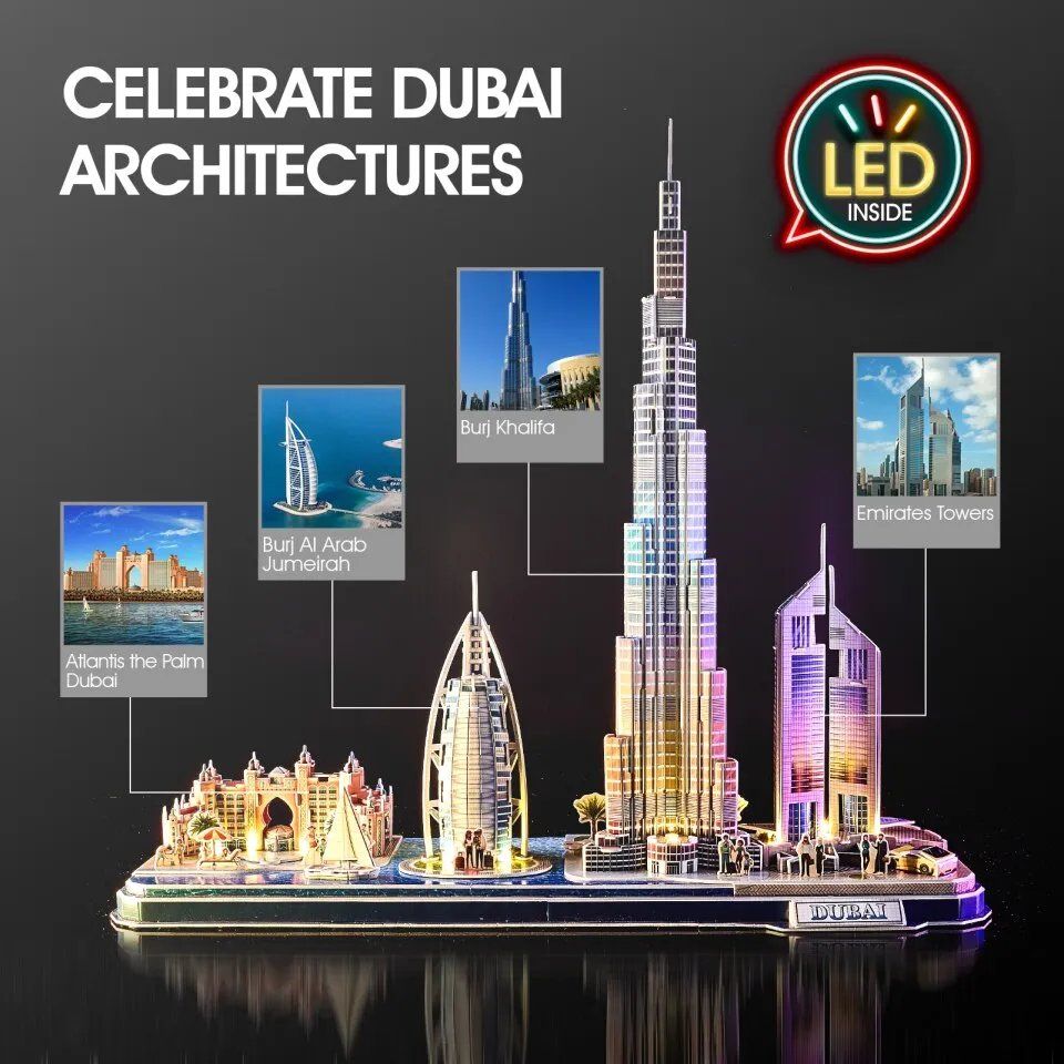  Mô Hình Giấy 3D Lắp Ráp CubicFun Dubai Cityline L523h (182 mảnh, đèn LED) - PP024 